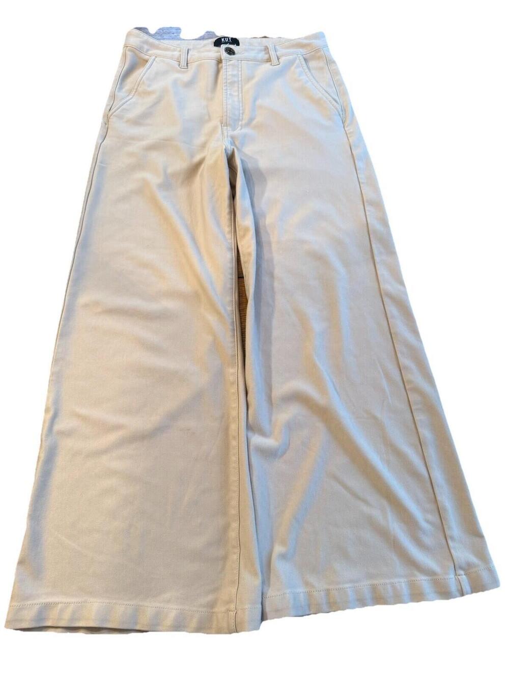 KUT From The Cloth Cream Meg Wide Leg High Rise Size 10 Pants